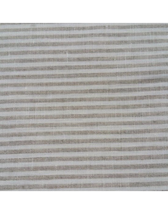 Lino de algodón rayado natural - 10 x 150 cm