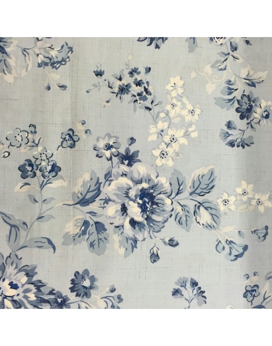 Tela patchwork azul con estampado flores - 10 x 114 cm
