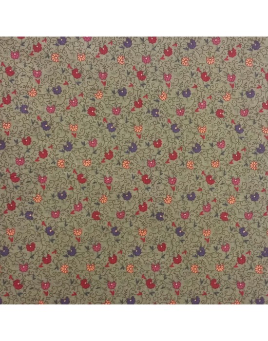 Tela patchwork verde oscuro con flores Tela patchwork verde oscuro con flores