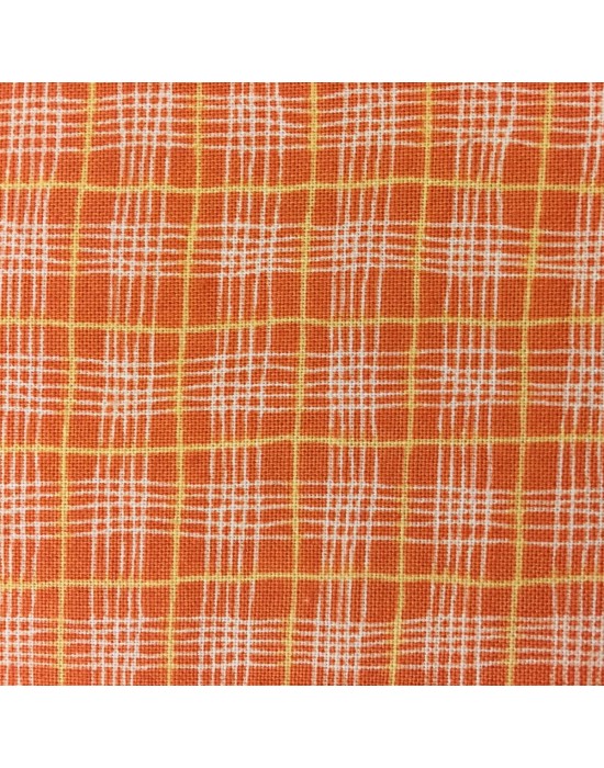 Tela patchwork rayas cruzadas sobre naranja - 10 x 114cm