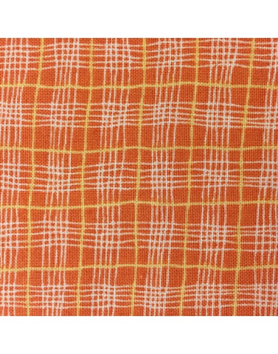 Tela patchwork rayas cruzadas sobre naranja - 10 x 114cm Tela patchwork rayas cruzadas sobre naranja - 10 x 114cm