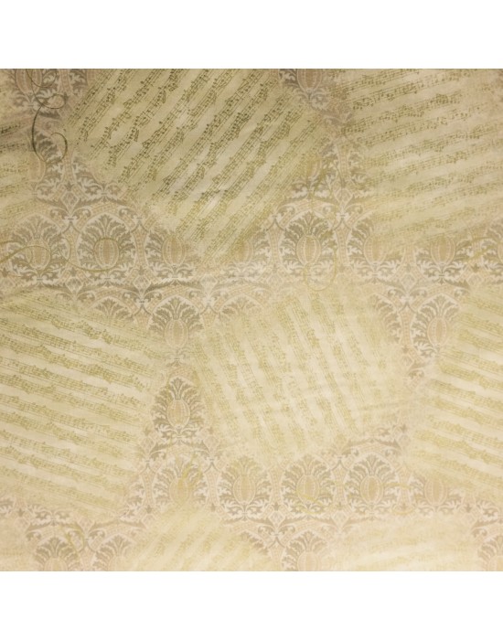 Tela patchwork beige con motivos musicales de partituras - 10 x 114 cm Tela patchwork beige con motivos musicales de partituras - 10 x 114 cm