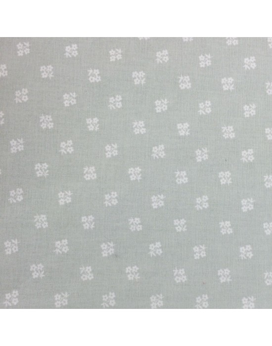 Tela patchwork gris claro estampado flores blancas - 10 x 114 cm