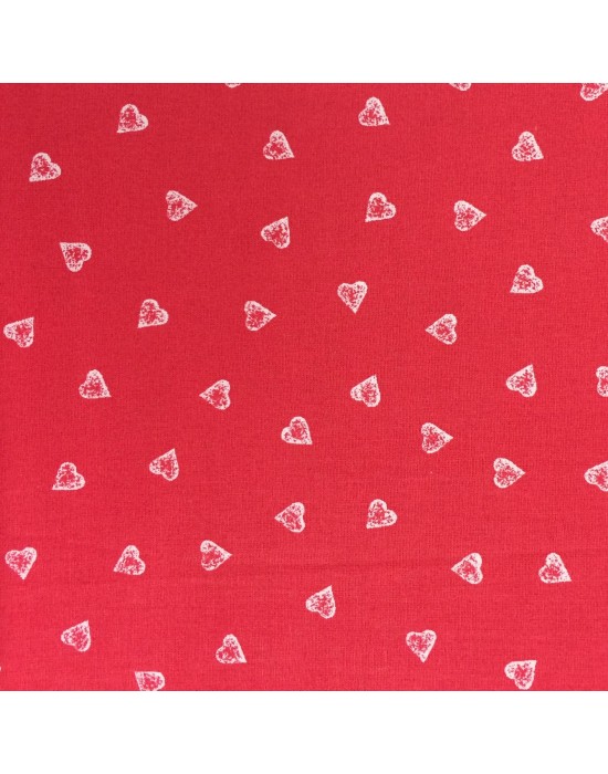 Tela corazones blancos sobre fondo rojo - 10 x 145 cm Tela corazones blancos sobre fondo rojo - 10 x 145 cm