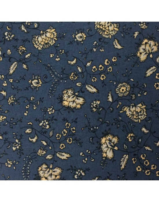 Tela azul con flores en beige - 10 x 150 cm Tela azul con flores en beige - 10 x 150 cm