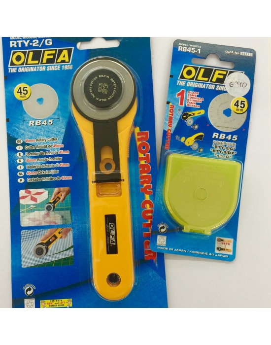 Cutter rotativo RTY-2 45 mm+ Recambio Cuchilla 45 mm Cutter rotativo RTY-2 45 mm+ Recambio Cuchilla 45 mm