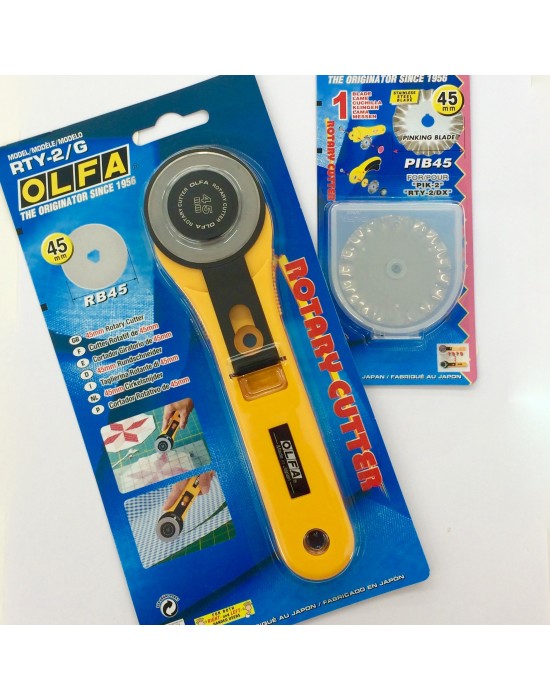 Cutter rotativo RTY-2 45 mm + Recambio Cuchilla Zig Zag 45 mm Cutter rotativo RTY-2 45 mm + Recambio Cuchilla Zig Zag 45 mm