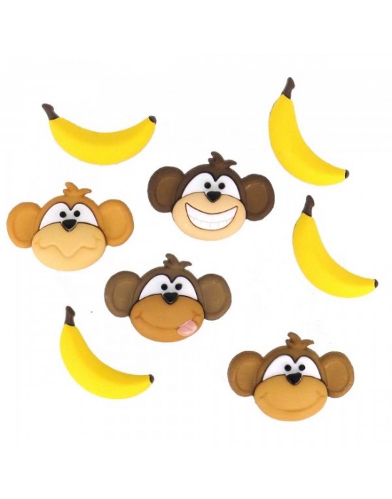 Botones Decorativos Monos y plátanos