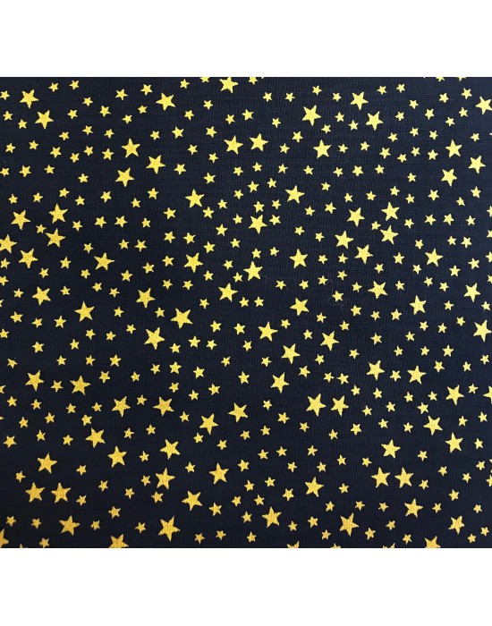 Tela Navidad azul estrellas doradas -10 x 140 cm