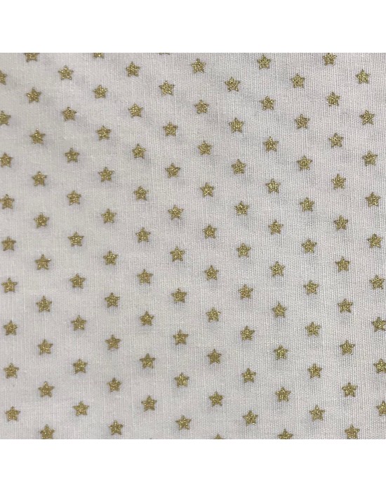 Tela Navidad blanca con estrellas doradas 10 x 140 cm 