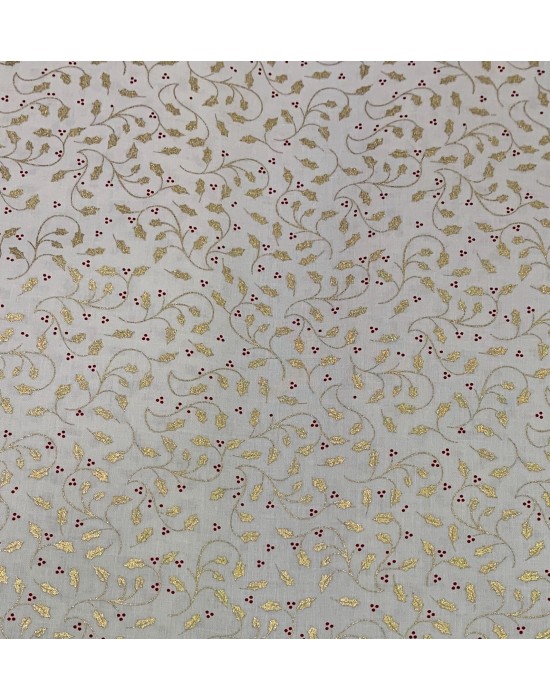 Tela Navidad blanca con estrellas doradas 10 x 140 cm 