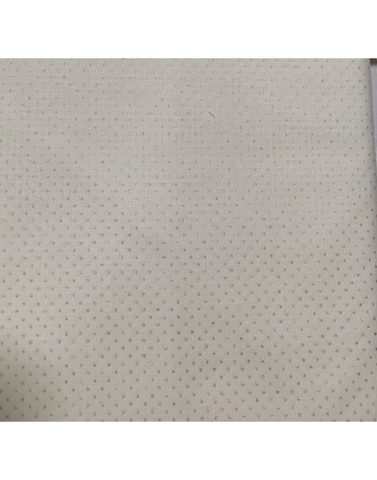 Tela Navidad blanca con estrellas y motas plata 10 x 140 cm 