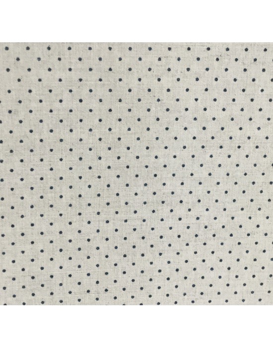 Tela lino liso natural con motas azules- 10 x 160 cm