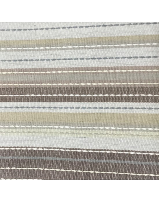 Tela lino rayado marrón y beige - 10 x 160 cm