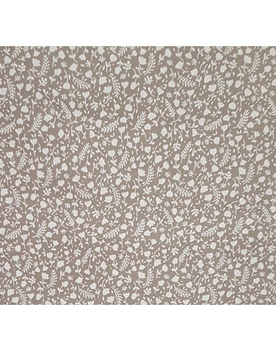 Tela patchwork marrón con flores blancas  - 10 x 140 cm