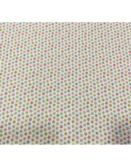 Tela patchwork beige con estrellas colores - 10 x 150 cm Tela patchwork beige con estrellas colores - 10 x 150 cm