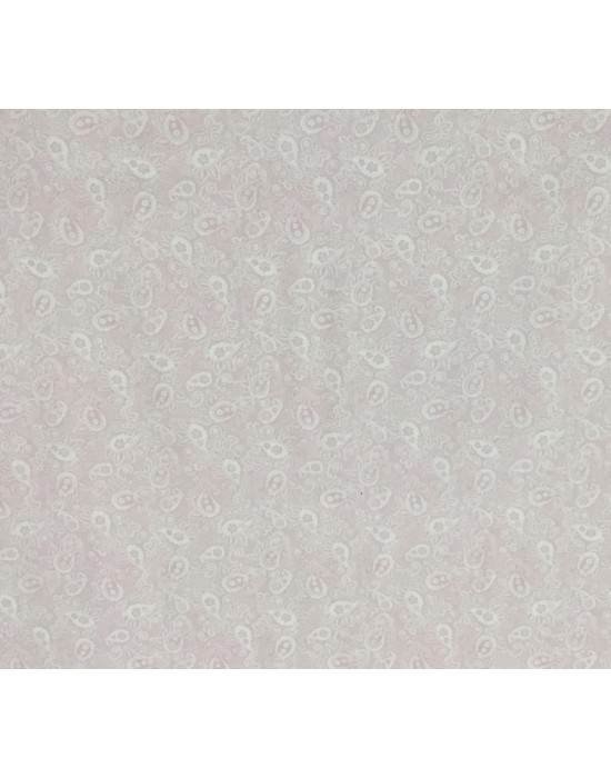Tela rosa con estampado cachemir en blancos -10 x 140 cm