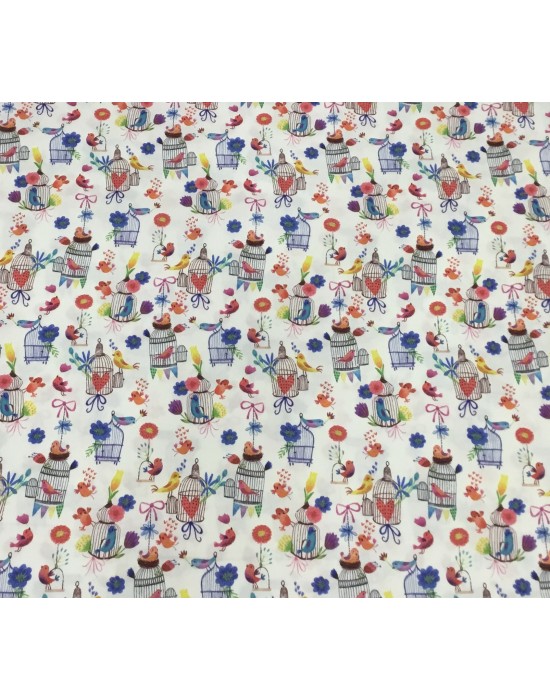 Tela c0n pájaros y jaulas- 10 x 140 cm Tela c0n pájaros y jaulas- 10 x 140 cm
