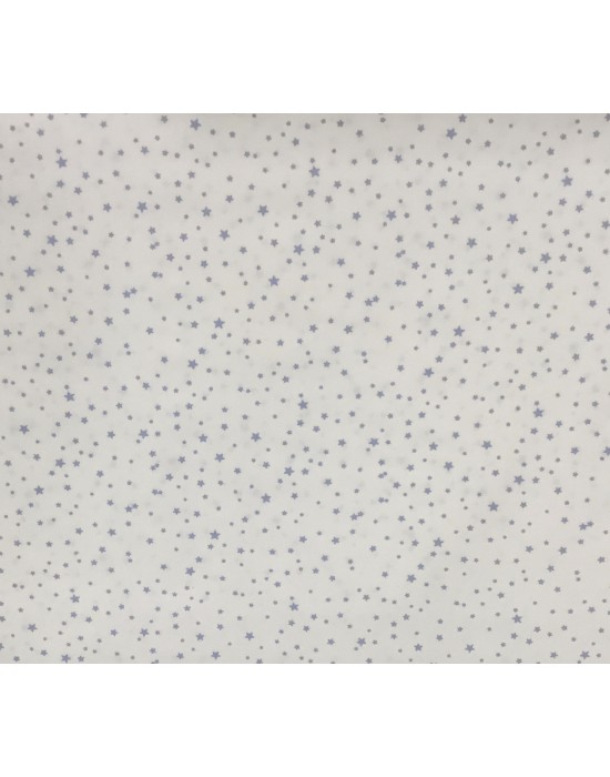 Tela patchwork blanca con estrellas azul empolvado   - 10 x 150 cm