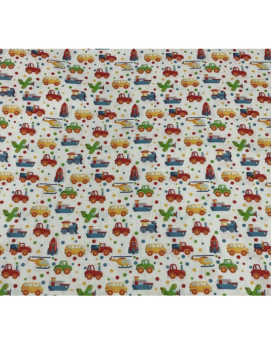 Tela infantil con vehículos de colores Tela infantil con vehículos de colores